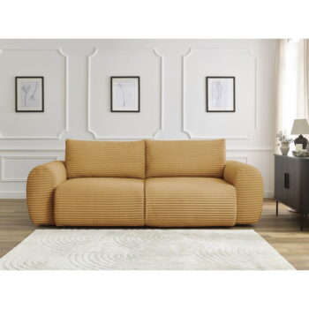 Menčestrová rozkladacia pohovka v horčicovej farbe 257 cm Lucien – Bobochic Paris – Obrázok 8