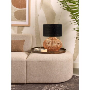 Stolová lampa s textilným tienidlom v čierno-prírodnej farbe (výška 48 cm) Kalahari – Good&Mojo - Image 4