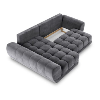 Tmavosivá rozkladacia rohová pohovka so zamatovým poťahom Windsor & Co Sofas Nuage, ľavý roh - Image 7
