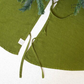 Zelený okrúhly koberec pod vianočný stromček ø 125 cm – Linen Tales – Obrázok 3