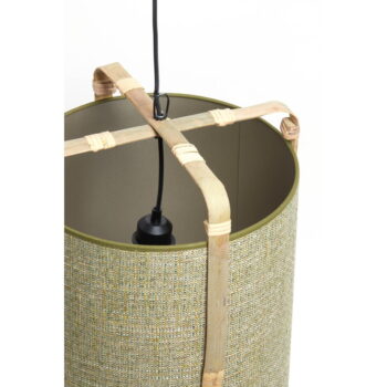 Závesné svietidlo s bambusovo-jutovým tienidlom v zeleno-prírodnej farbe ø 32 cm Sendai – Light & Living - Image 3