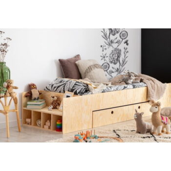 Detská posteľ s výsuvným lôžkom a úložným priestorom v prírodnej farbe 70x160 cm LUNA A – Adeko - Image 2