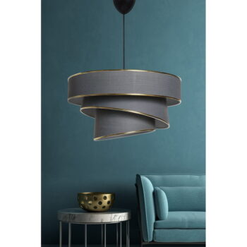 Závesné svietidlo v antracitovo-zlatej farbe s textilným tienidlom ø 40 cm Couper – Opviq lights - Image 2