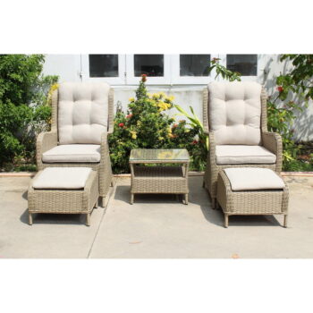 Svetlohnedý záhradný lounge set z umelého ratanu pre 2 Valencia – Garden Pleasure - Image 4