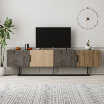 TV stolík v dekore duba v prírodnej farbe 200x55 cm Titan – Marckeric - Image 10