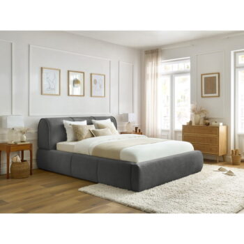 Sivá čalúnená dvojlôžková posteľ s úložným priestorom s roštom 180x200 cm Vernon – Bobochic Paris – Obrázok 7