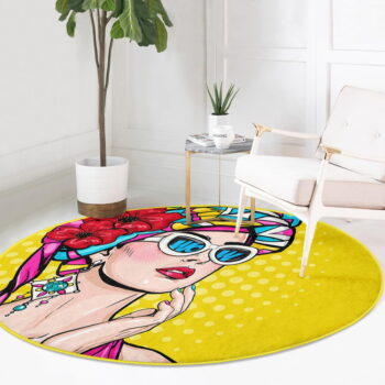 Žltý prateľný okrúhly koberec vhodný pre robotické vysávače ø 120 cm Comfort – Mila Home – Obrázok 2