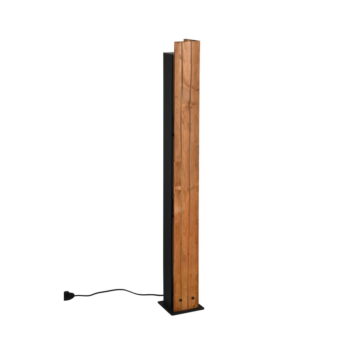 Stojacia lampa v čierno-prírodnej farbe s dreveným tienidlom (výška 121 cm) Karuni – Trio – Obrázok 4