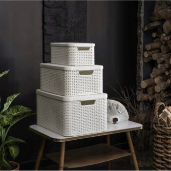 Krémovobiely plastový úložný box s vekom 33x44,5x25 cm Style – Curver – Obrázok 2