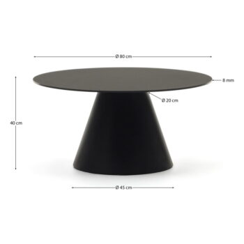 Čierny okrúhly konferenčný stolík so sklenenou doskou ø 80 cm Wilshire – Kave Home - Image 5