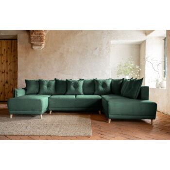 Zelená menčestrová rozkladacia rohová pohovka (pravý roh/do "U") Lazy Lukka – Miuform - Image 6