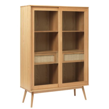 Vitrína v dekore duba s posuvnými dverami v prírodnej farbe 110x160 cm Barrali – Unique Furniture – Obrázok 2