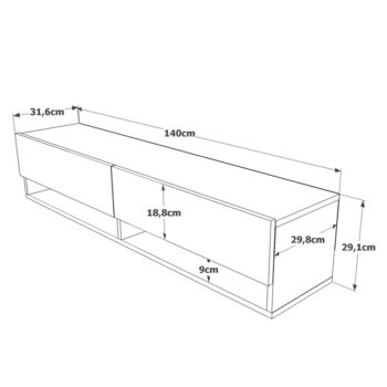 TV stolík v dekore borovice v tehlovo-prírodnej farbe 140x29x32 cm – Kalune Design - Image 6
