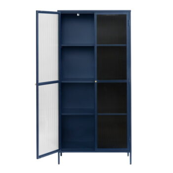 Tmavomodrá kovová vitrína 90x190 cm Bronco – Unique Furniture - Image 3