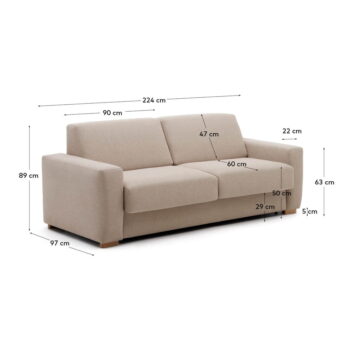 Béžová rozkladacia pohovka 224 cm Anley – Kave Home - Image 5