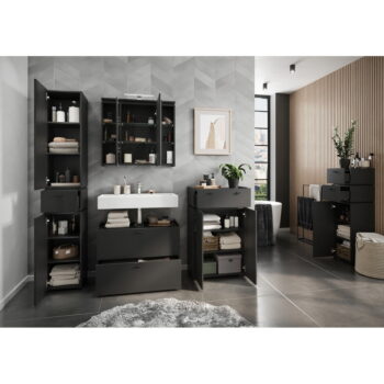 Antracitovosivá vysoká kúpeľňová skrinka 34x117 cm Modesto – Germania - Image 5