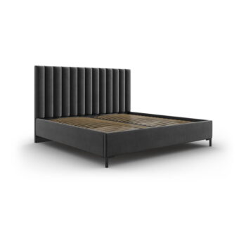 Tmavosivá čalúnená dvojlôžková posteľ s úložným priestorom s roštom 140x200 cm Casey – Mazzini Beds - Image 2