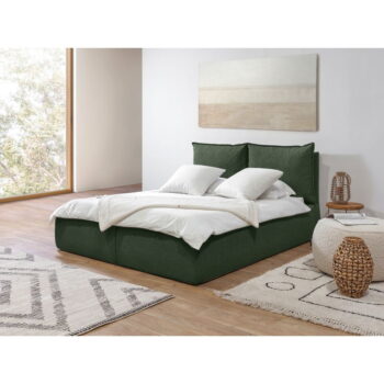 Tmavozelená čalúnená dvojlôžková posteľ s úložným priestorom a roštom 180x200 cm Garancia – Bobochic Paris – Obrázok 8