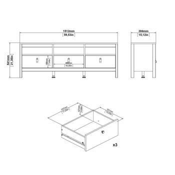 Čierny TV stolík 151x54 cm Madrid – Tvilum - Image 7