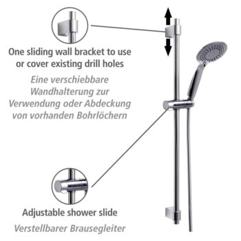Sprchový set z nerezovej ocele v lesklej striebornej farbe 66 cm Young - Wenko - Image 3