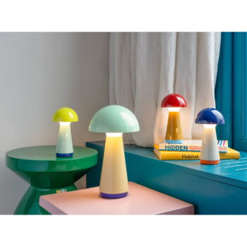 LED stmievateľná stolová lampa v tmavo modrej a béžovej farbe (výška 18 cm) Bobbi – Remember - Image 3