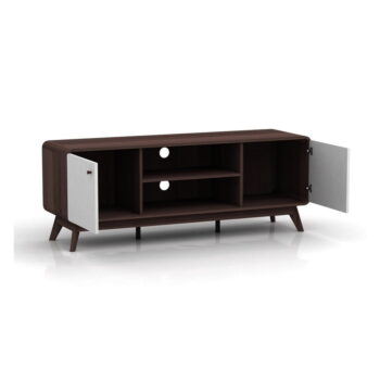 Bielo-hnedý TV stolík v dekore orecha 140x53 cm Caitlin – Støraa - Image 3