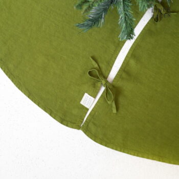 Zelený okrúhly koberec pod vianočný stromček ø 125 cm – Linen Tales – Obrázok 2