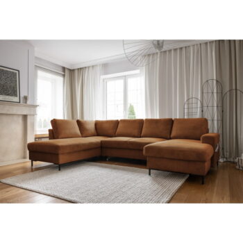 Oranžovohnedá menčestrová rozkladacia rohová pohovka (ľavý roh) Lofty Lilly – Miuform - Image 4