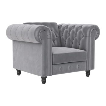 Svetlosivé zamatové kreslo chesterfield Felix – Støraa - Image 4