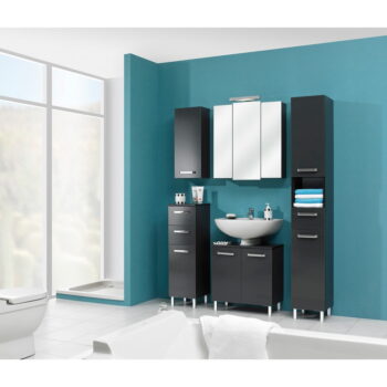 Tmavosivá závesná kúpeľňová skrinka so zrkadlom 83x73 cm Set 311 - Pelipal - Image 2