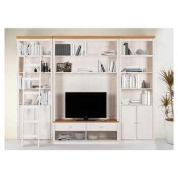 Biela TV zostava z borovicového dreva 288x223 cm Anita – Støraa – Obrázok 3