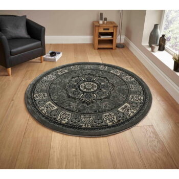 Tmavosivý okrúhly koberec ø 150 cm Heritage – Think Rugs - Image 2