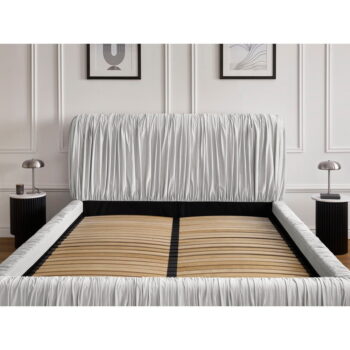 Sivá čalúnená dvojlôžková posteľ s úložným priestorom s roštom 160x200 cm Blair – Bobochic Paris – Obrázok 4