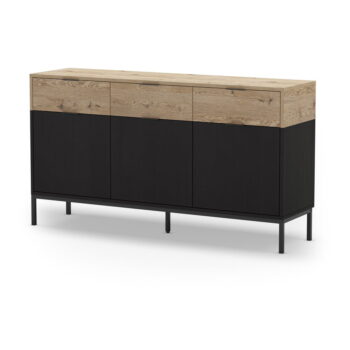 Nízka komoda v dekore duba v čierno-prírodnej farbe 150x80 cm Marion – Marckeric – Obrázok 2