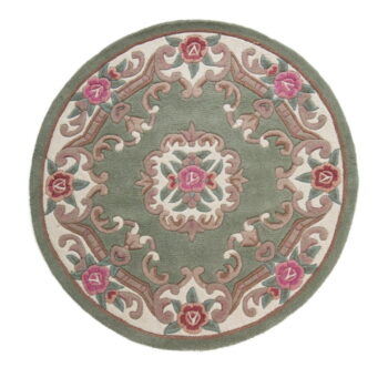 Zelený vlnený koberec Flair Rugs Aubusson, ⌀ 120 cm