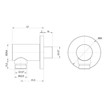 Mosadzný diel na pripojenie sprchy v zlatej farbe ø 6 cm – Sapho – Obrázok 2