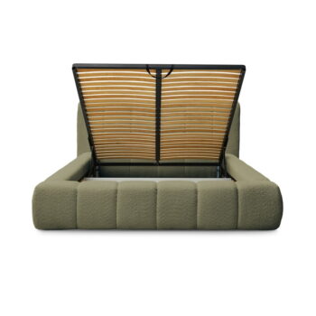 Zelená čalúnená dvojlôžková posteľ s úložným priestorom s roštom 140x190 cm Denali – Bobochic Paris – Obrázok 10