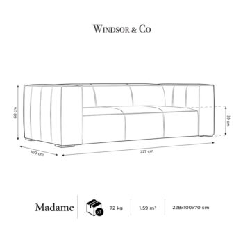 Svetlohnedá kožená pohovka 227 cm Madame - Windsor & Co Sofas - Image 7