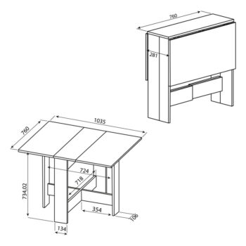 Rozkladací jedálenský stôl s doskou v dekore duba 76x28 cm Papillon – TemaHome - Image 3