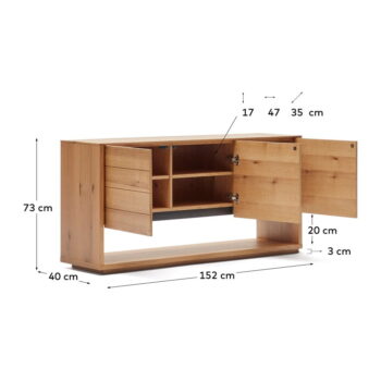 Nízka komoda v dekore duba v prírodnej farbe 151x74 cm Alguema – Kave Home - Image 6