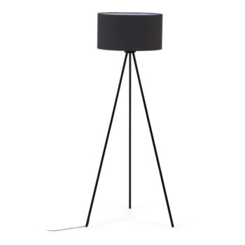 Čierna stojacia lampa s textilným tienidlom (výška 157 cm) Ikia - Kave Home