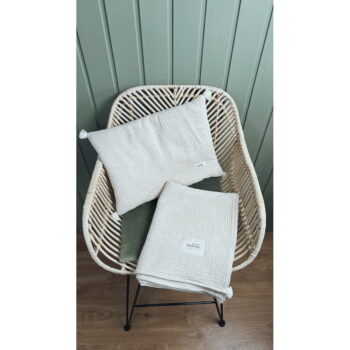 Krémová mušelínová detská deka a vankúš v súprave 100x130 cm Muslin Linen – Malomi Kids - Image 9