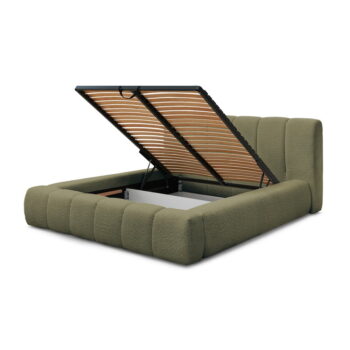 Zelená čalúnená dvojlôžková posteľ s úložným priestorom s roštom 140x190 cm Denali – Bobochic Paris – Obrázok 9