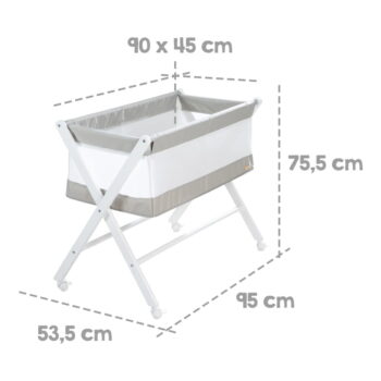 Biela skladacia kolíska na kolieskach 90x45 cm – Roba - Image 7