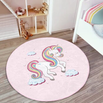 Ružový detský koberec ø 80 cm Comfort – Mila Home - Image 2