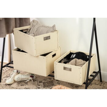 Béžové kartónové úložné boxy v súprave 3 ks Ture – Bigso Box of Sweden - Image 8