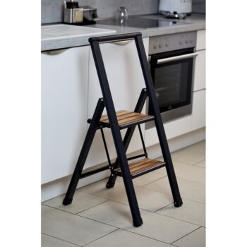 Čierny hliníkový protišmykový skladací rebrík Wenko Stepladder II. - Image 3