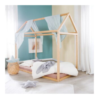 Domčeková detská posteľ v prírodnej farbe 70x140 cm Montessori – Roba - Image 9
