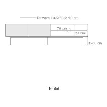 Biely/v prírodnej farbe TV stolík v dekore duba 180x45 cm Arista – Teulat - Image 4