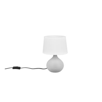 Bielo-hnedá stolová lampa z keramiky a tkaniny Trio Martin, výška 29 cm - Image 5